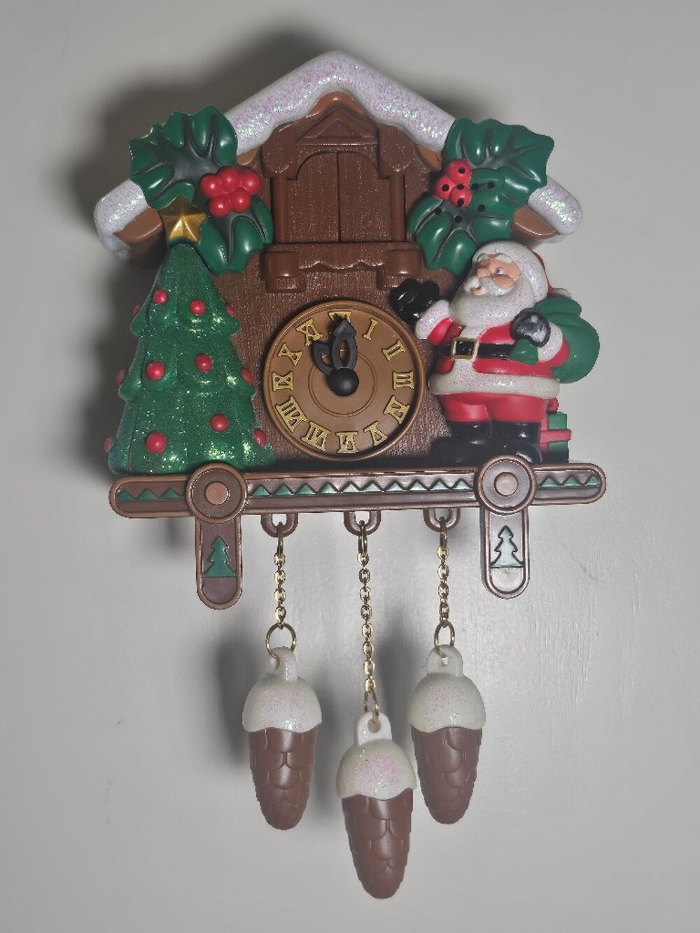 Vintage Kurt Adler Santa's Action World Musical Christmas Cuckoo Clock Ornament